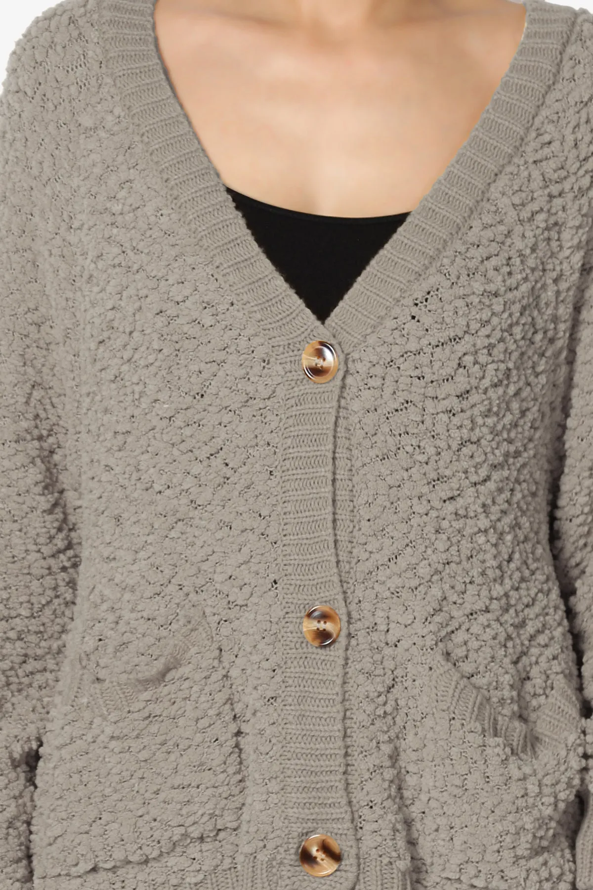 Barry Fuzzy Knit Button Boxy Crop Cardigan
