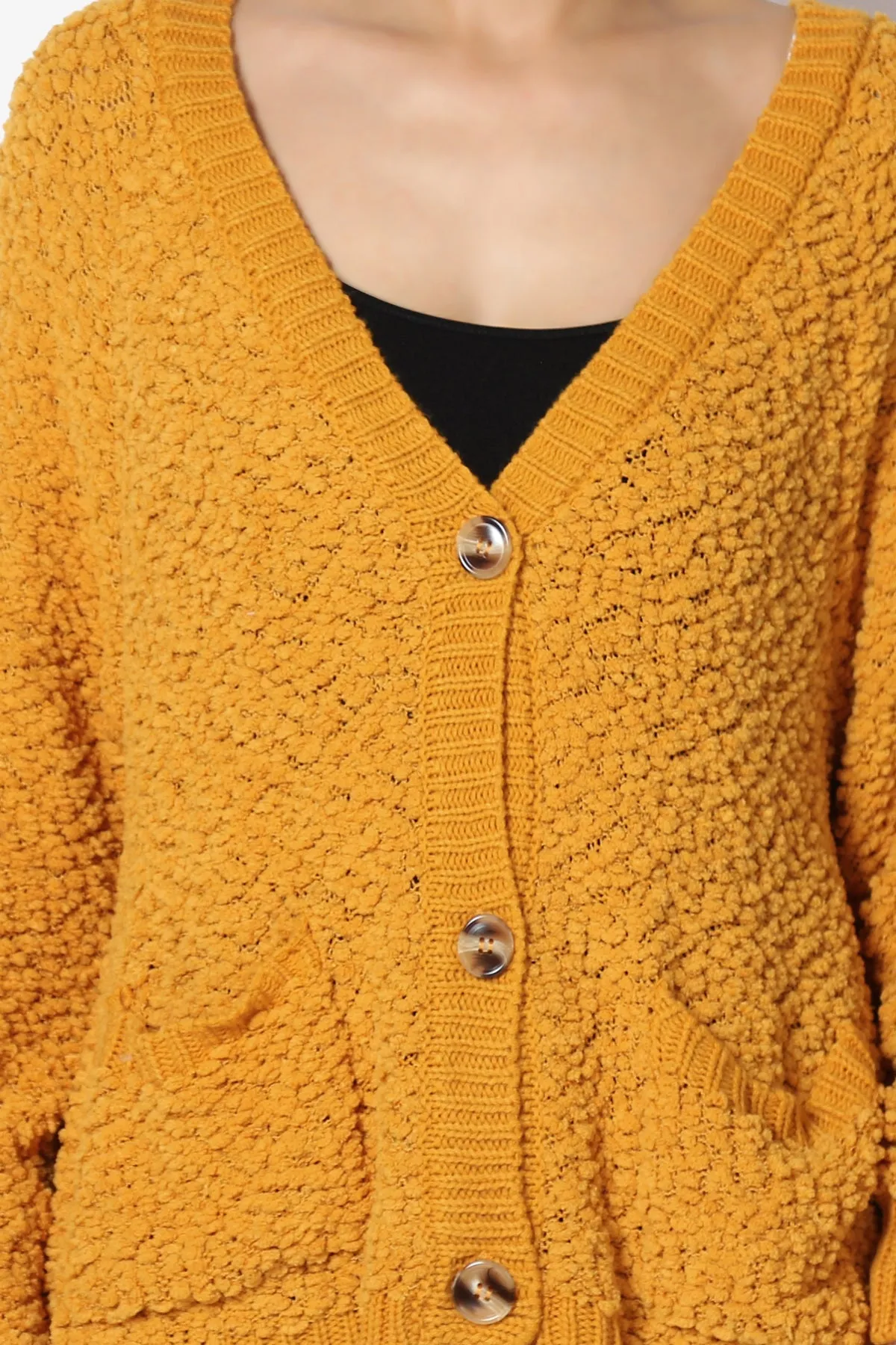 Barry Fuzzy Knit Button Boxy Crop Cardigan