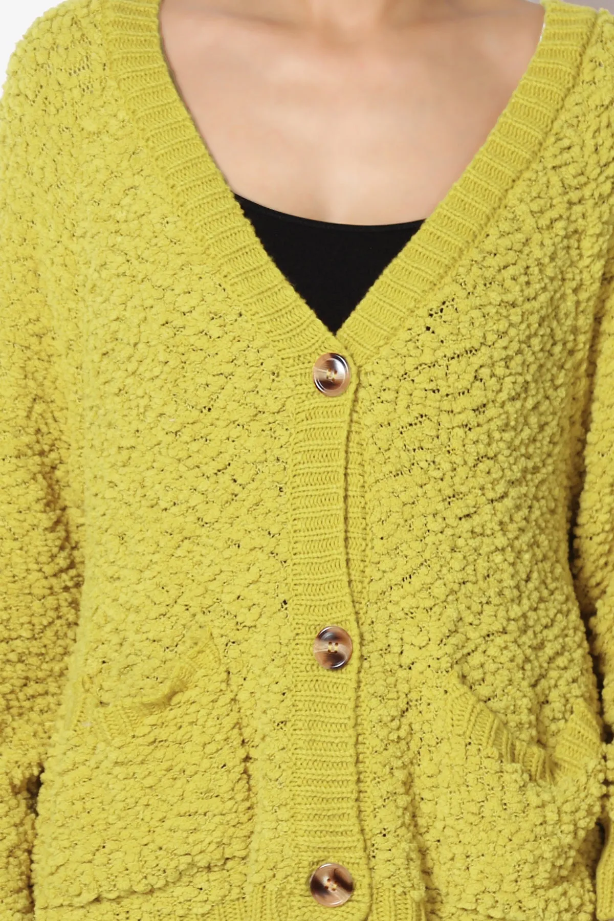 Barry Fuzzy Knit Button Boxy Crop Cardigan