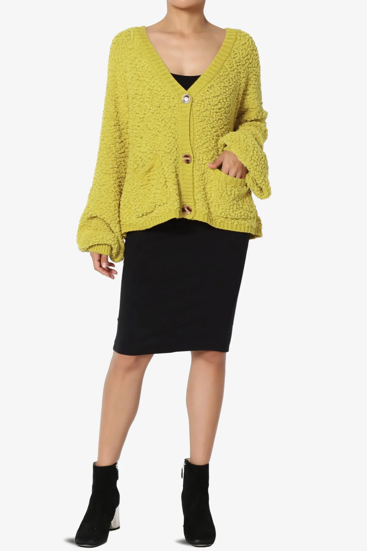 Barry Fuzzy Knit Button Boxy Crop Cardigan