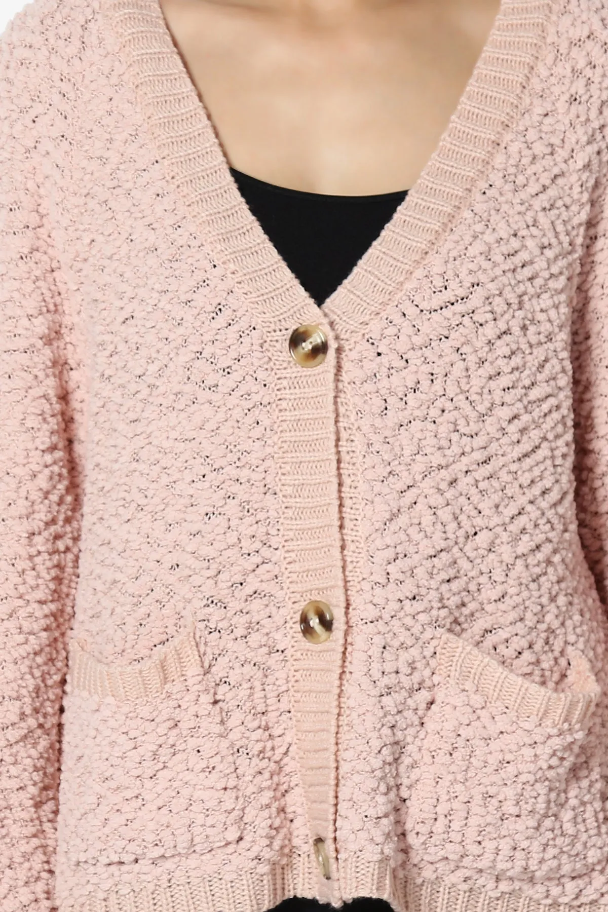 Barry Fuzzy Knit Button Boxy Crop Cardigan