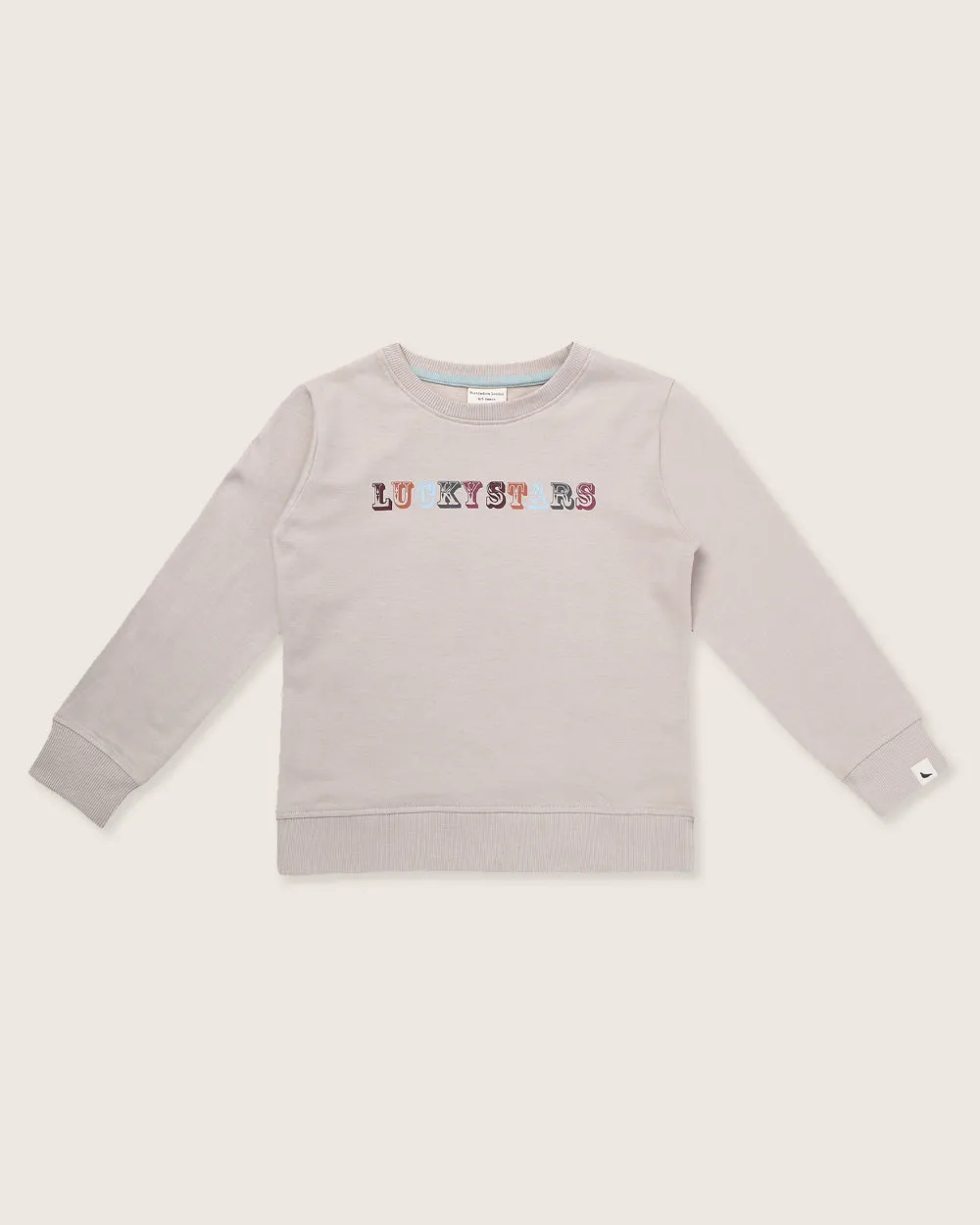 Beige Lucky Stars Slogan Print Sweatshirt