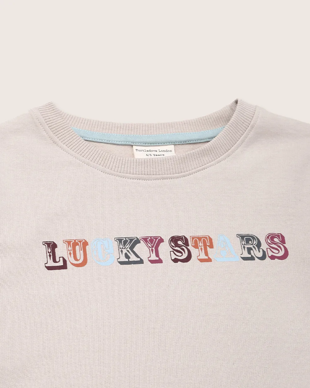 Beige Lucky Stars Slogan Print Sweatshirt