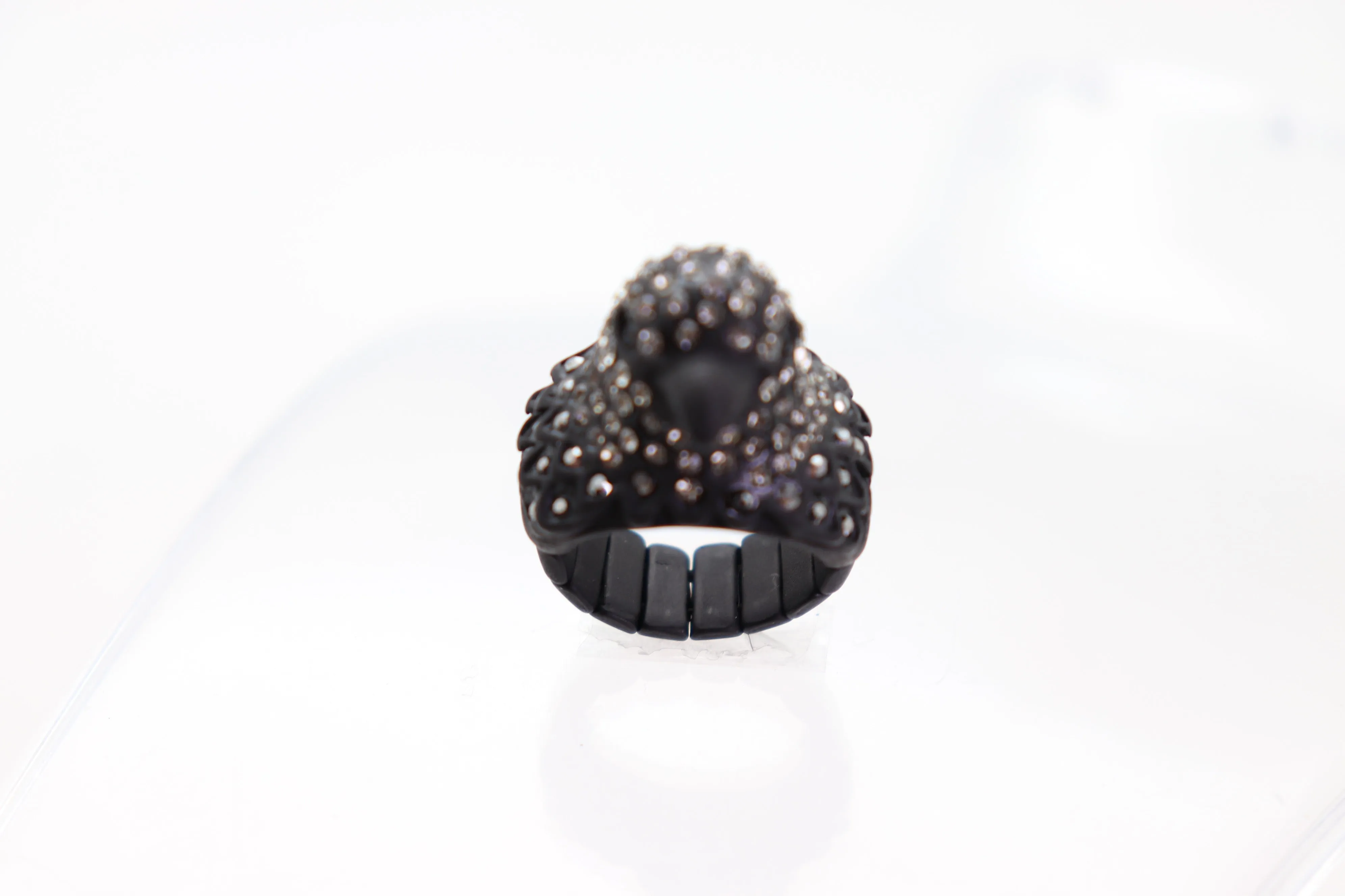 Black Color Metal Ring Bird Head Eagle Elastic Band Bling One Size Fits All