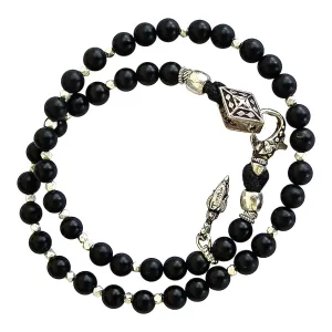 Black Onyx and Sterling Star Wrap Bracelet
