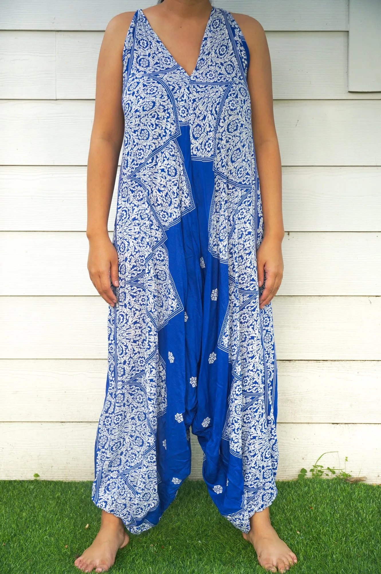 Blue Floral Romper