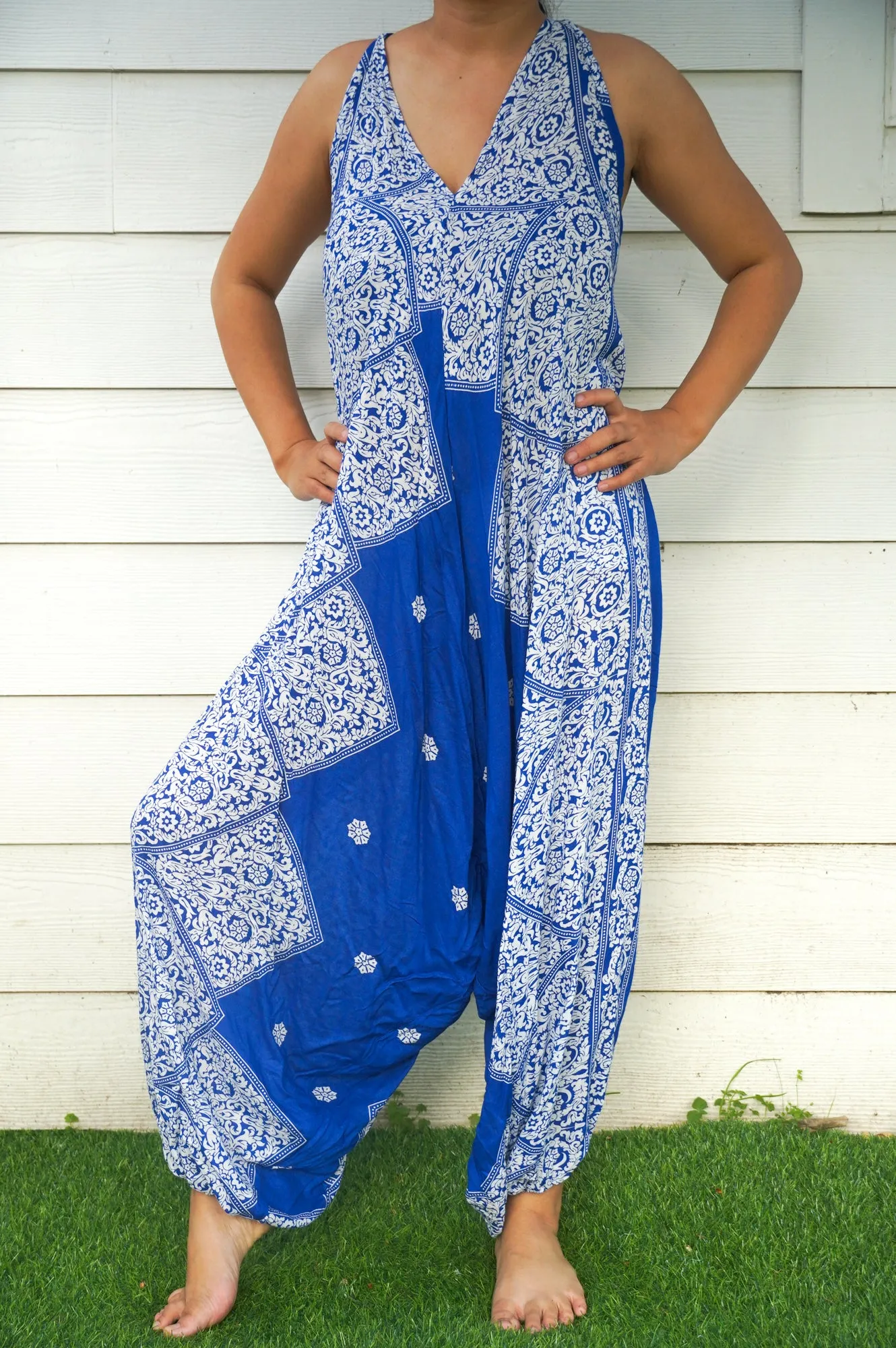 Blue Floral Romper