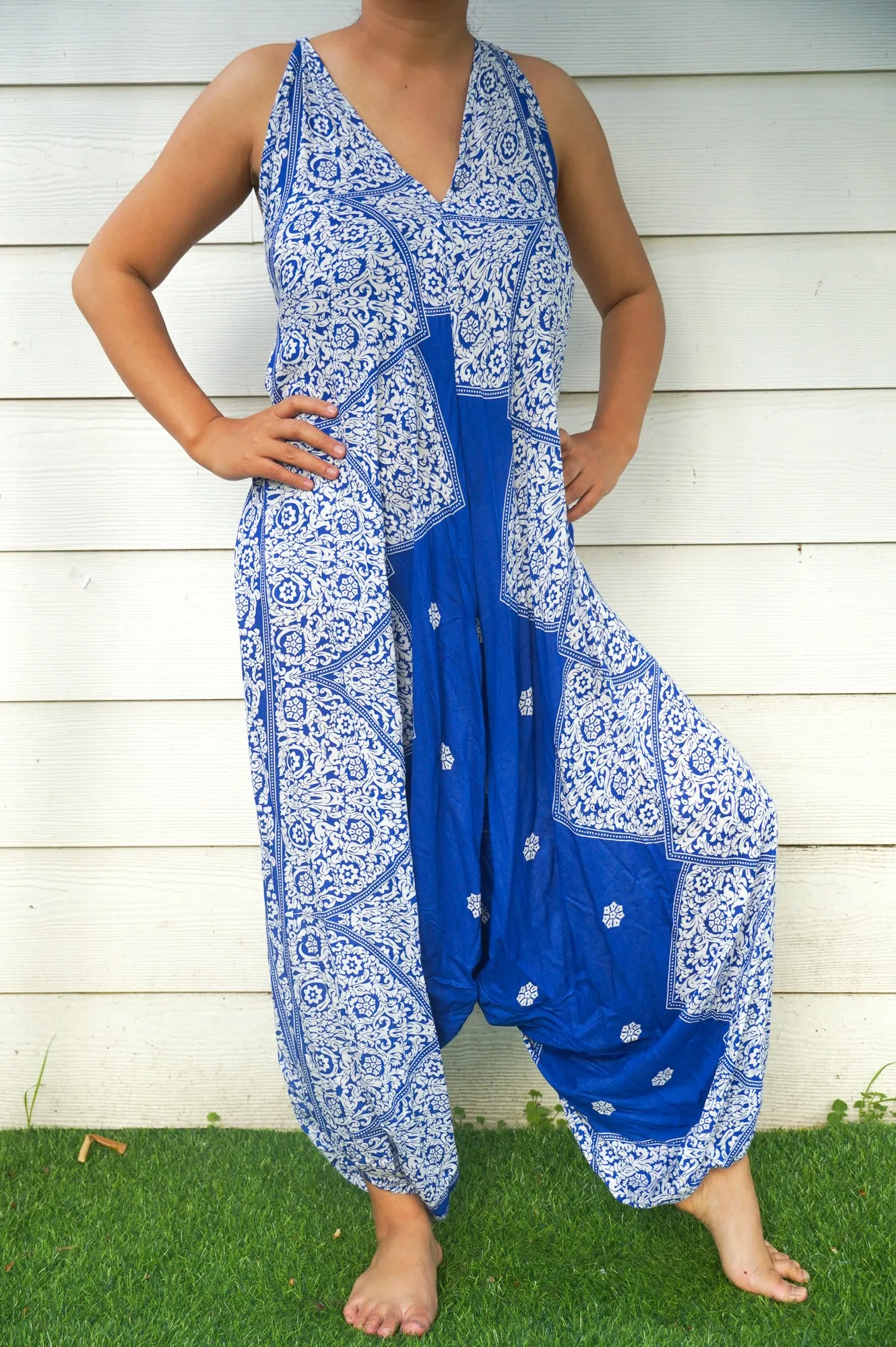 Blue Floral Romper