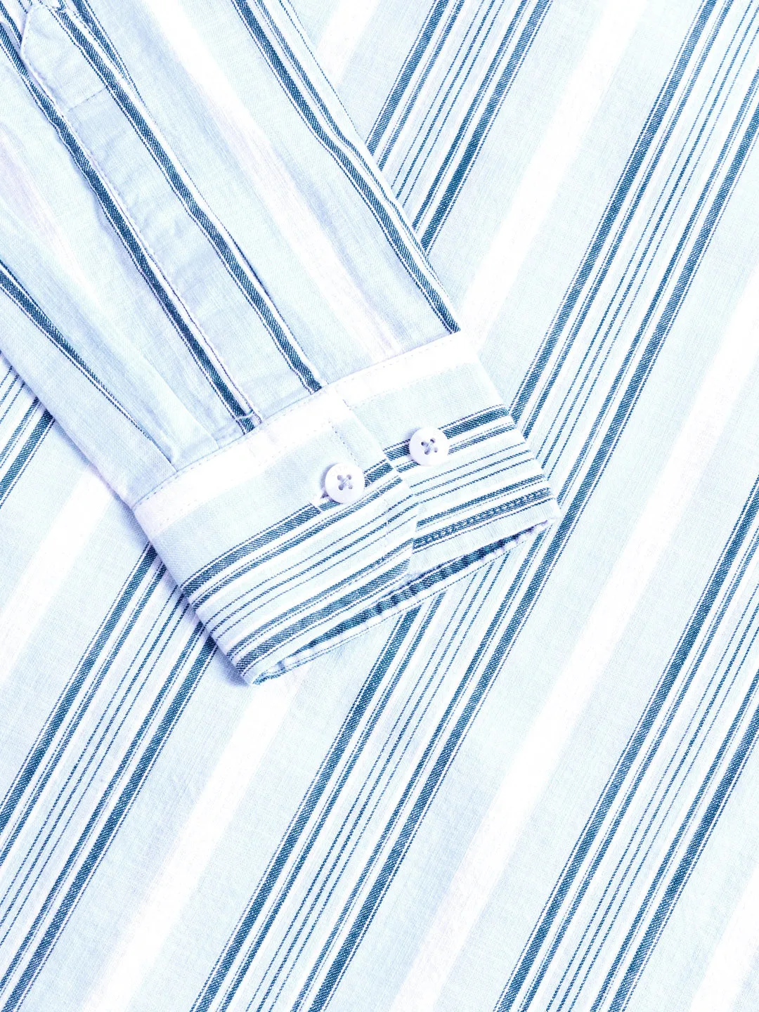 Blue Striped Slim Fit Casual Shirt
