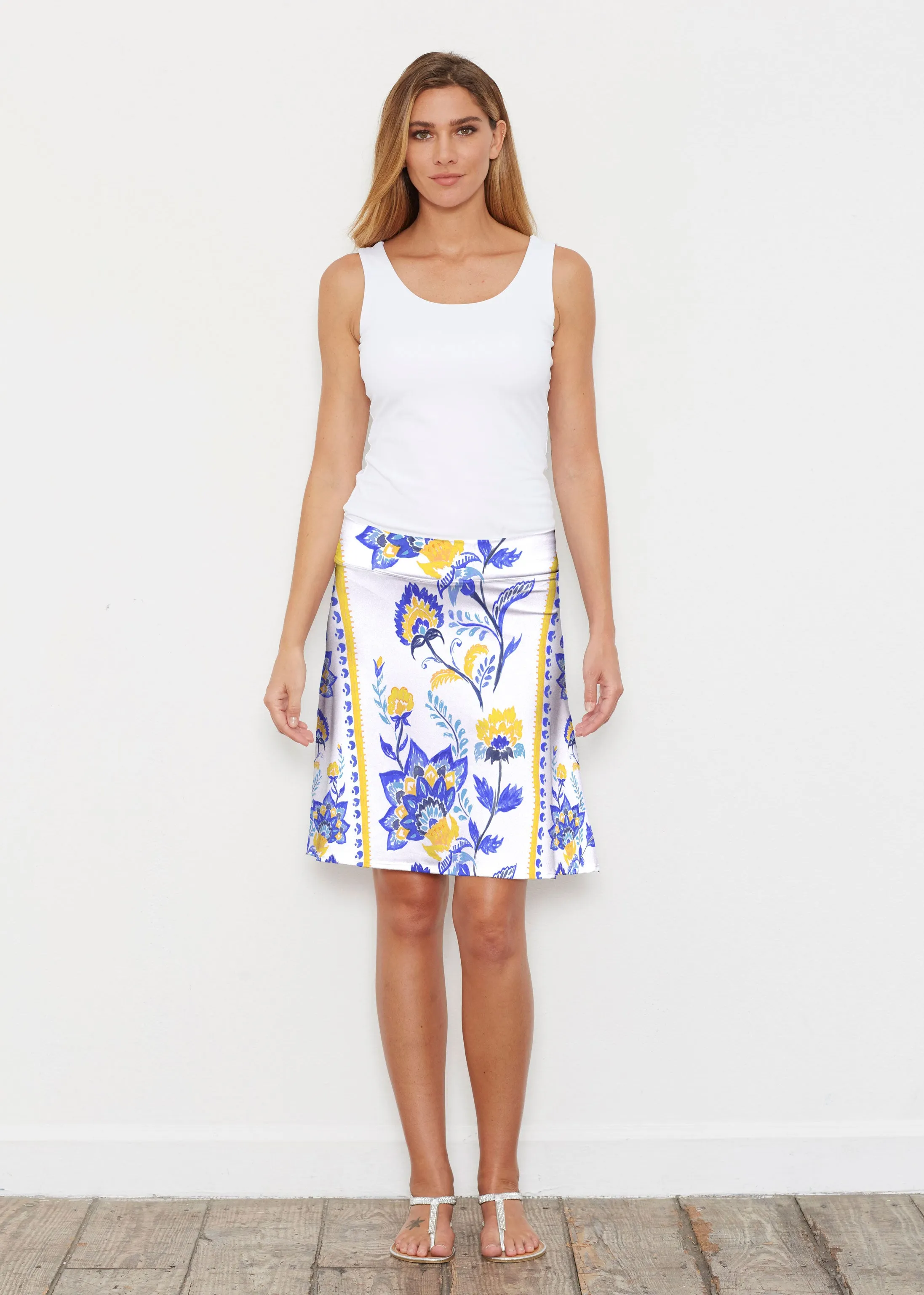 Bohemian Chintz Yellow (7898) ~ Silky Brenda Skirt 21 inch