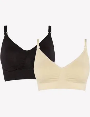 Brand New Debenhams 2 Pack Santoni Seam Free Nursing Bras Black/Nude - Size Maternity M / L