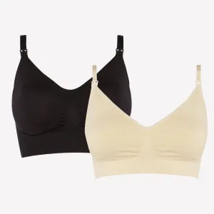 Brand New Debenhams 2 Pack Santoni Seam Free Nursing Bras Black/Nude - Size Maternity M / L