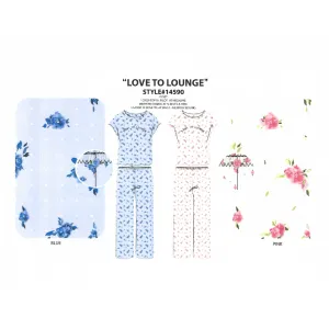 BULK BUY - Women's Two Piece Poly Spandex Ribbed PJ Set with Crop Top, Merrow Edging & Long Pants (6-Pack)