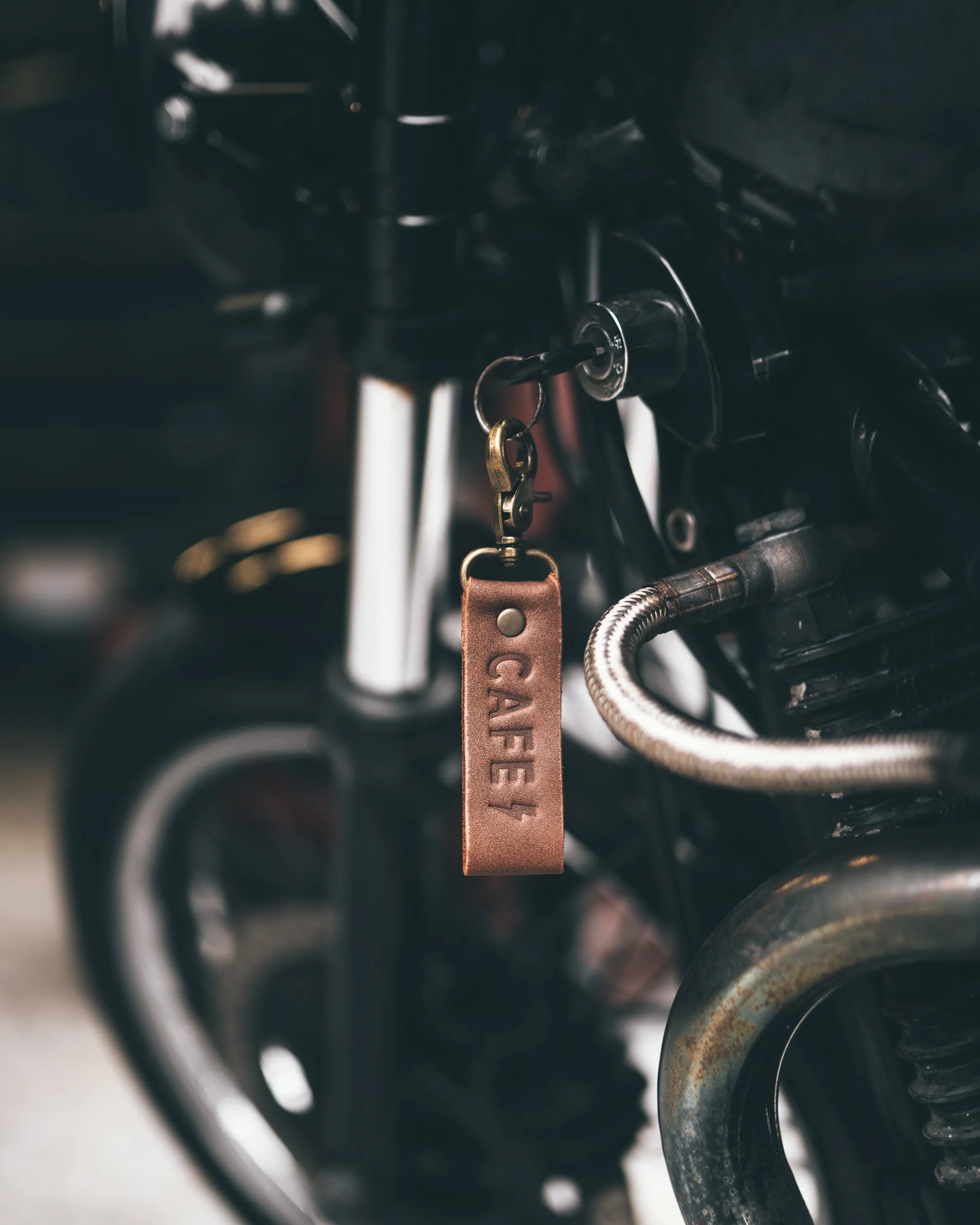 Cafe Racer Leather Keychain