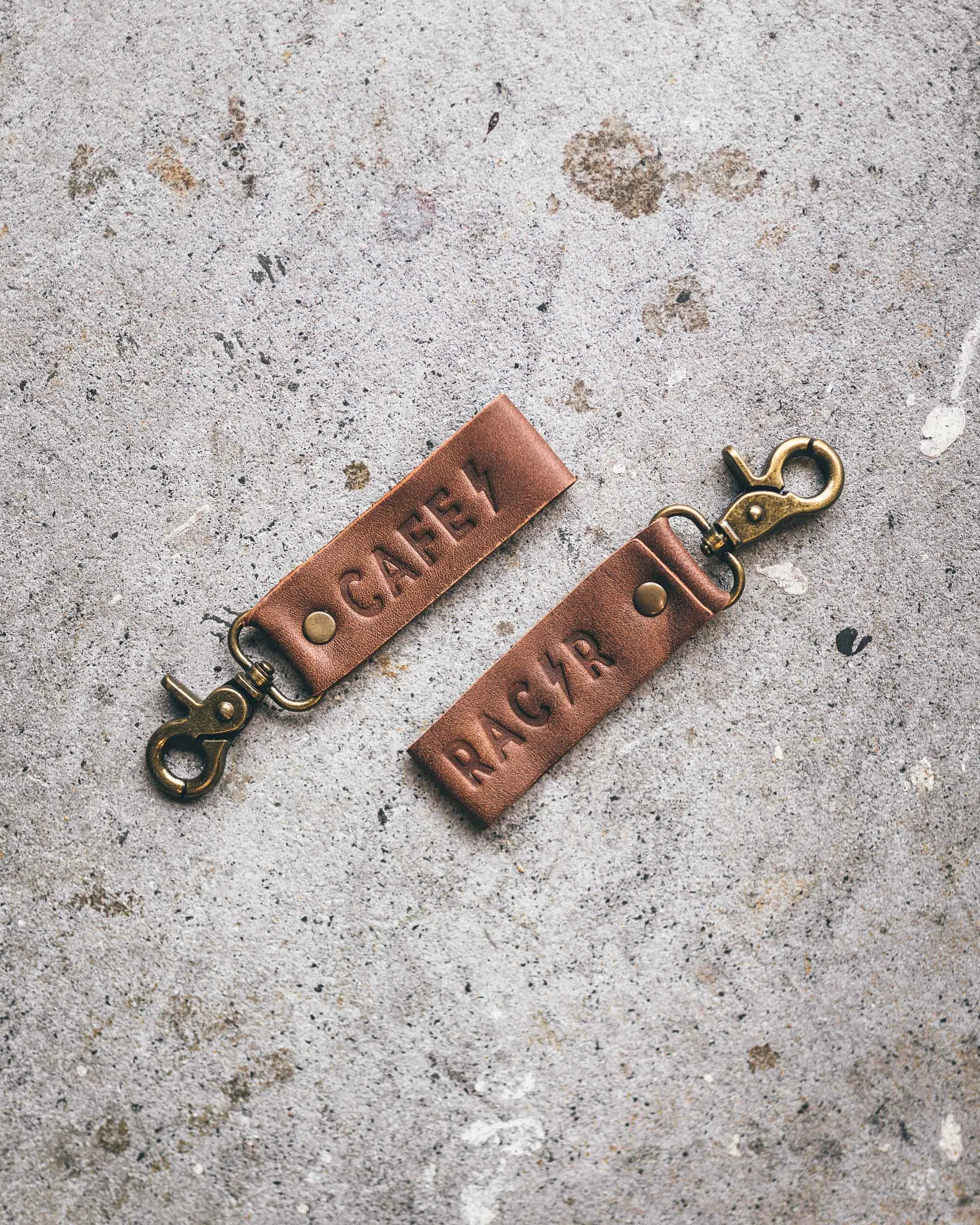 Cafe Racer Leather Keychain