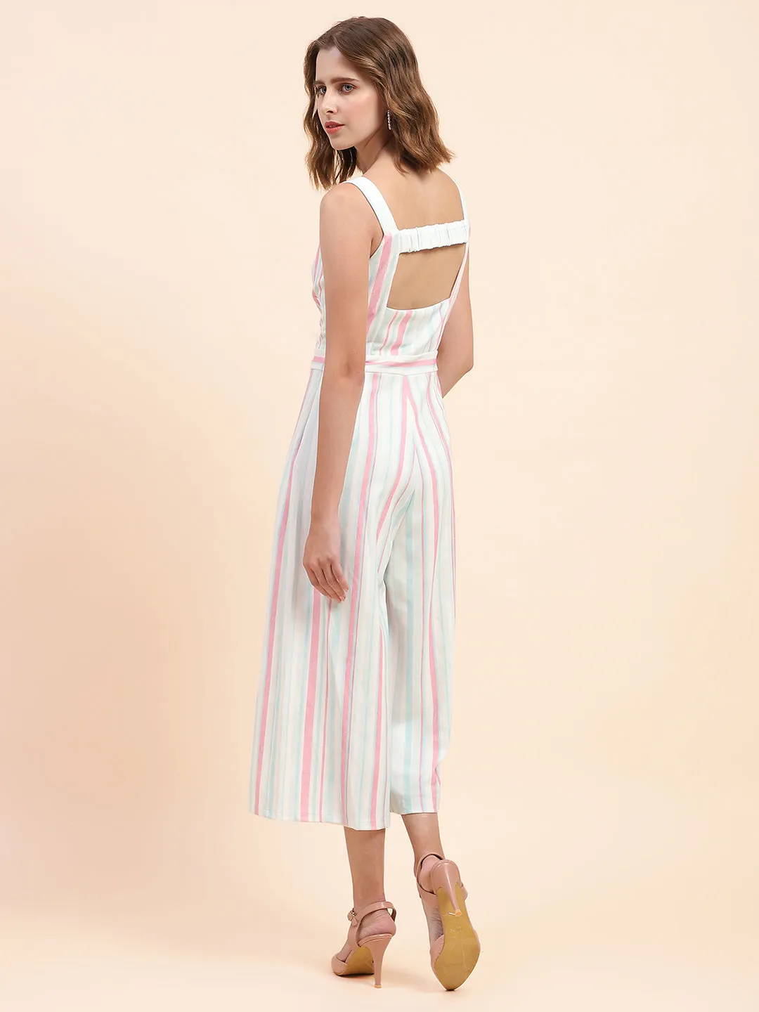 Camla Barcelona Striped White Jumpsuit