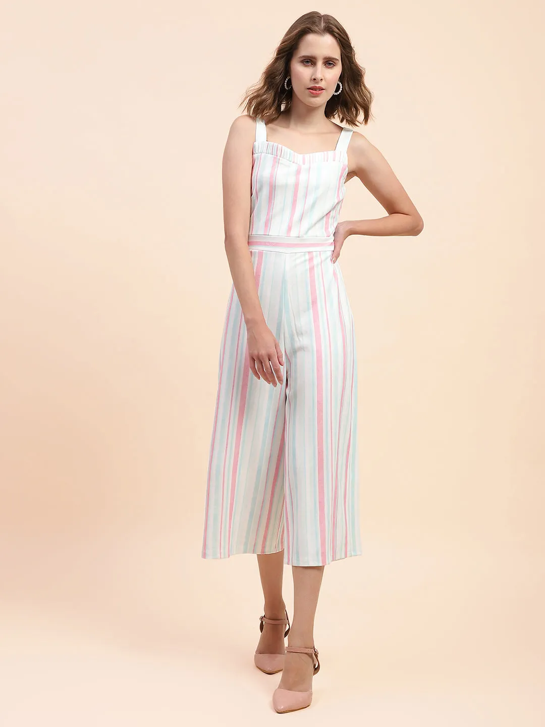 Camla Barcelona Striped White Jumpsuit