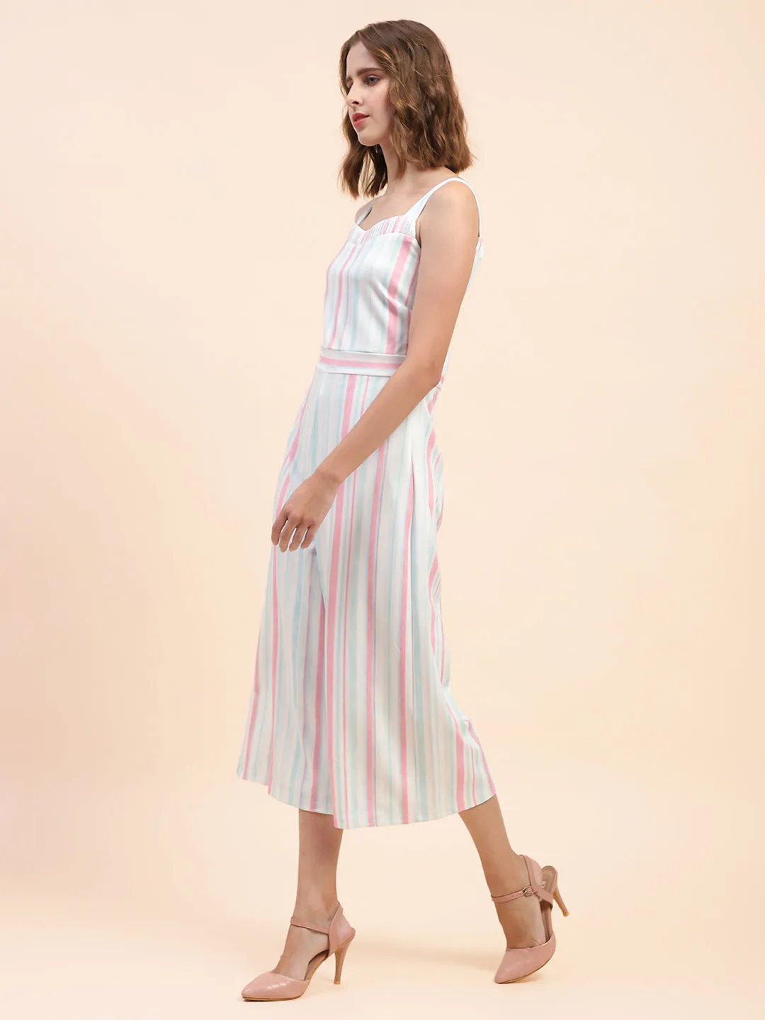 Camla Barcelona Striped White Jumpsuit