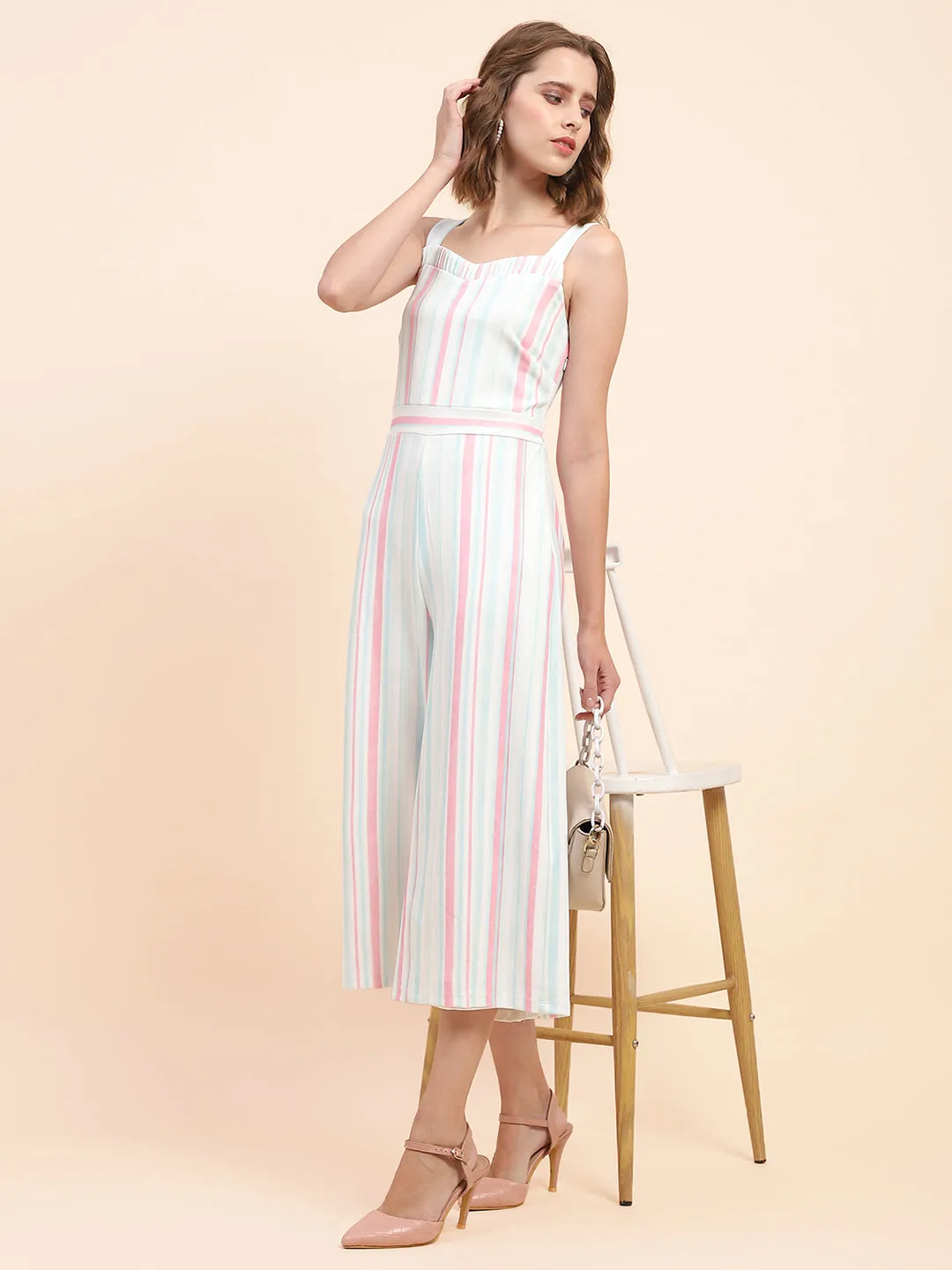 Camla Barcelona Striped White Jumpsuit