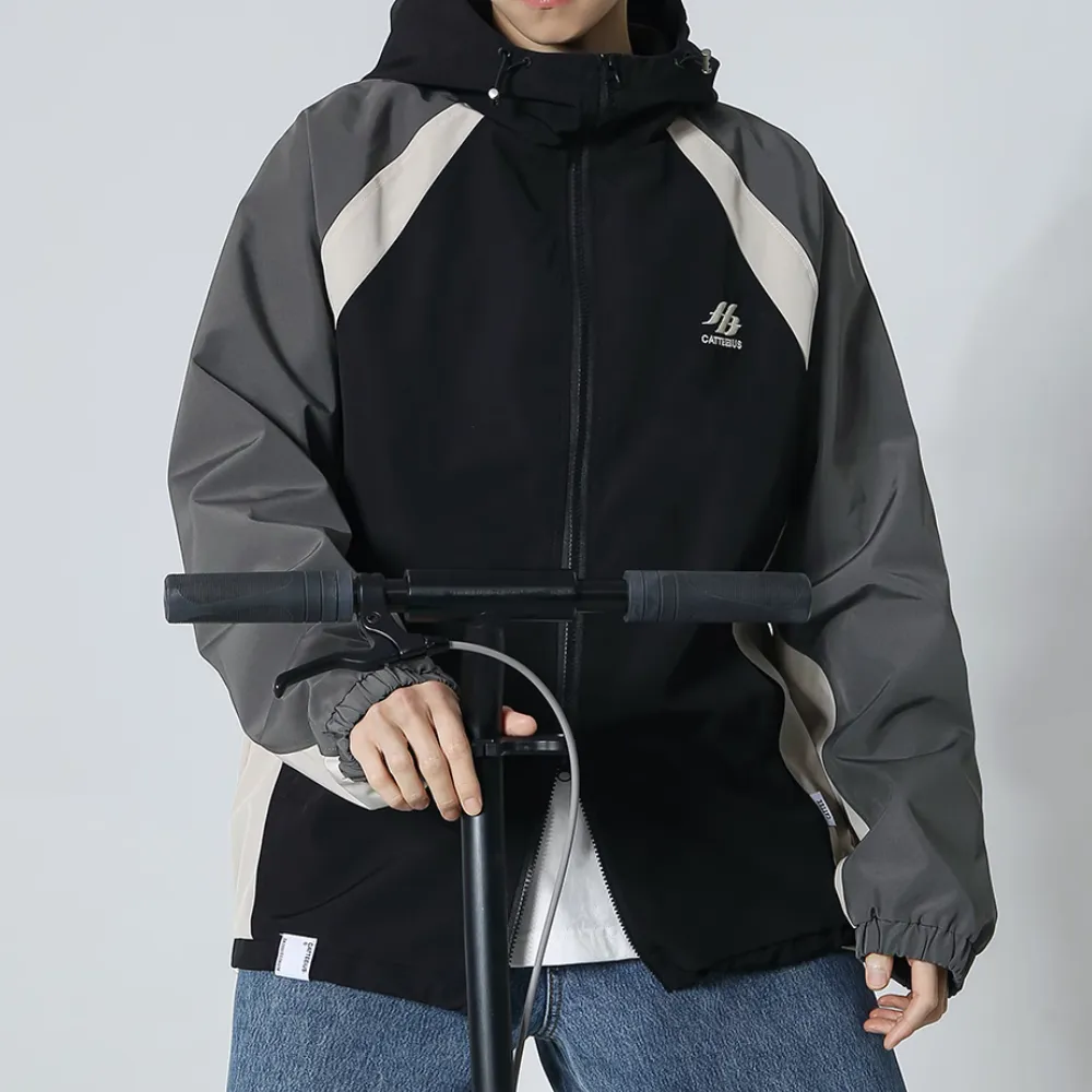 Casual Contrast Color Patchwork Hooded Jacket