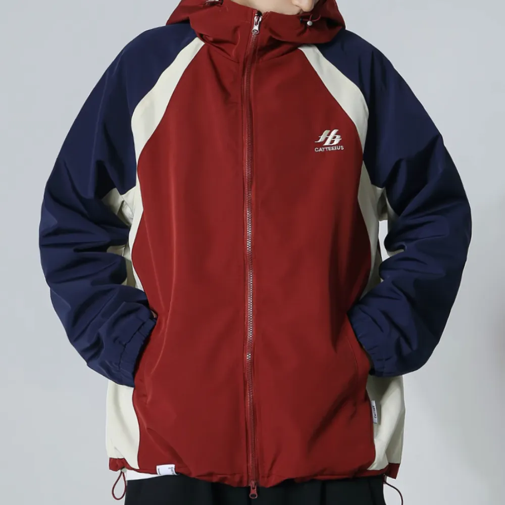 Casual Contrast Color Patchwork Hooded Jacket