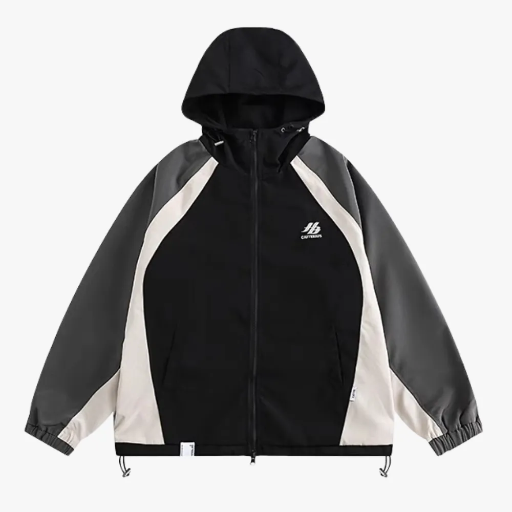 Casual Contrast Color Patchwork Hooded Jacket
