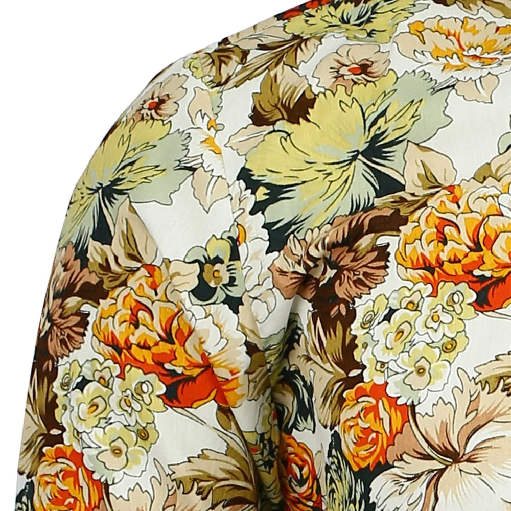 Casual Flower Printed Man Shirt 9517