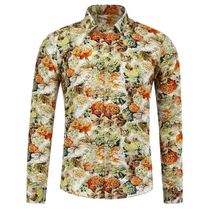 Casual Flower Printed Man Shirt 9517