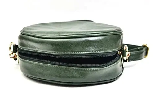 Classy Leather Customized Chained Sling Bag Round   Men's Wallet - Green Tan