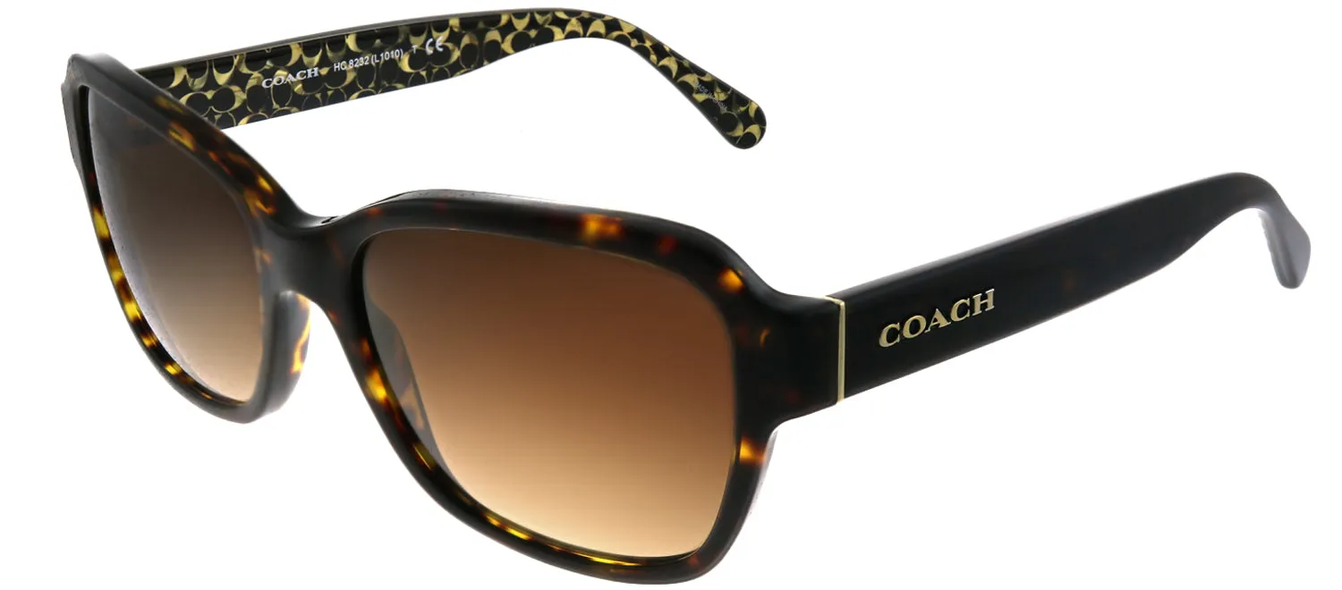 Coach L1010 HC 8232 550713 Rectangle Plastic Tortoise/ Havana Sunglasses with Brown Gradient Lens