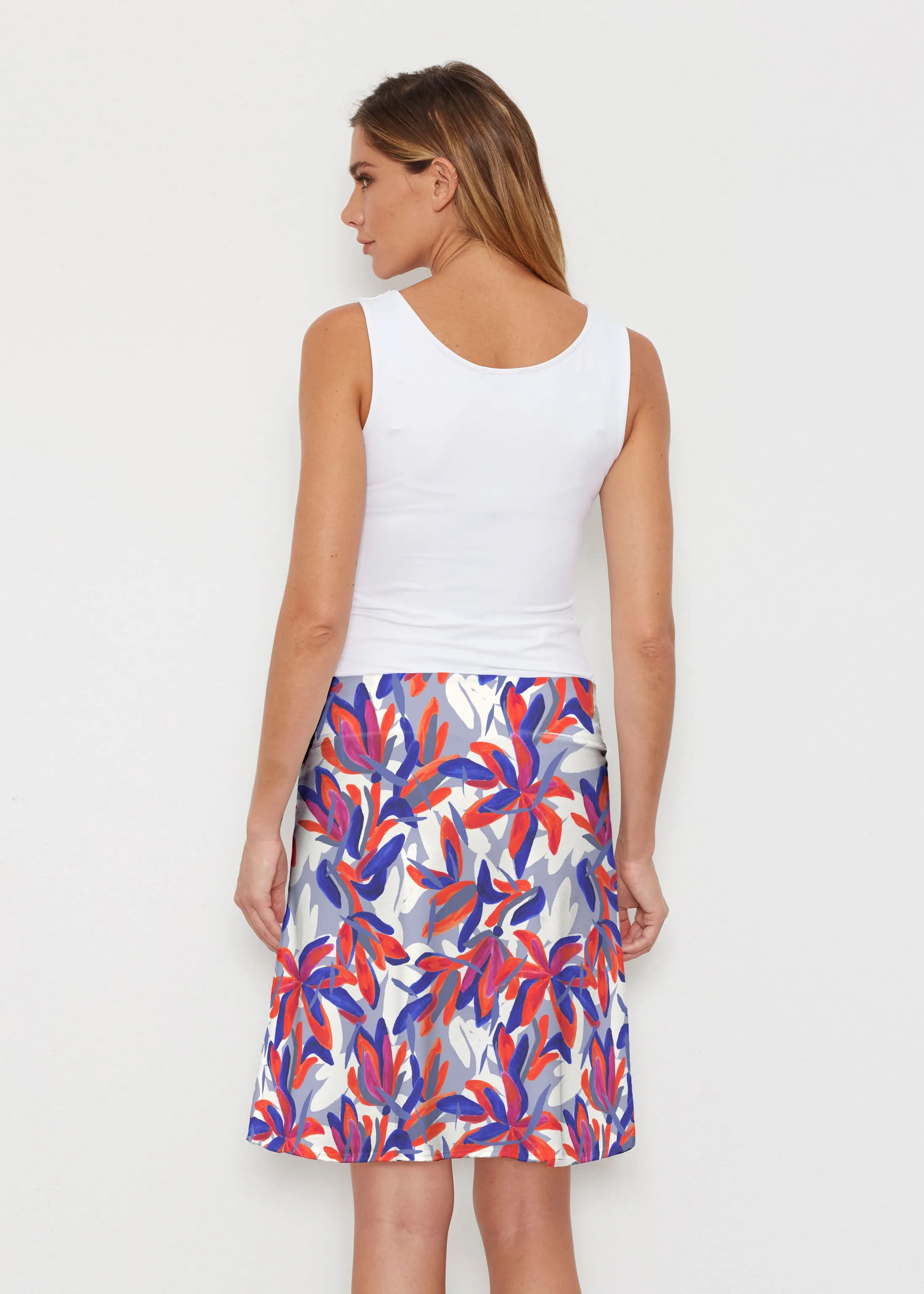 Colorful Palm Blue (7901) ~ Silky Brenda Skirt 21 inch