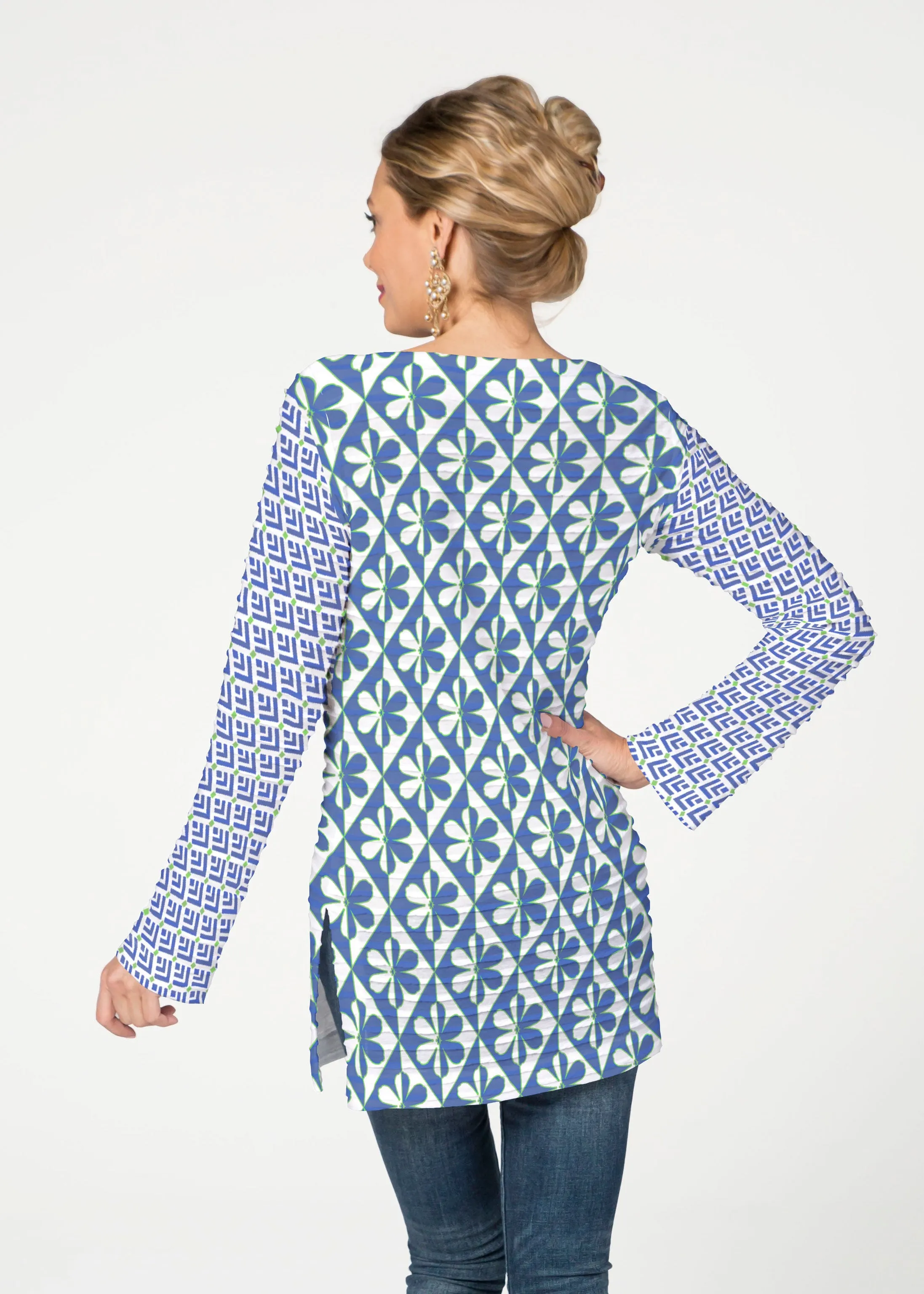Cosmo Geo (13568) ~ Banded Boatneck Tunic