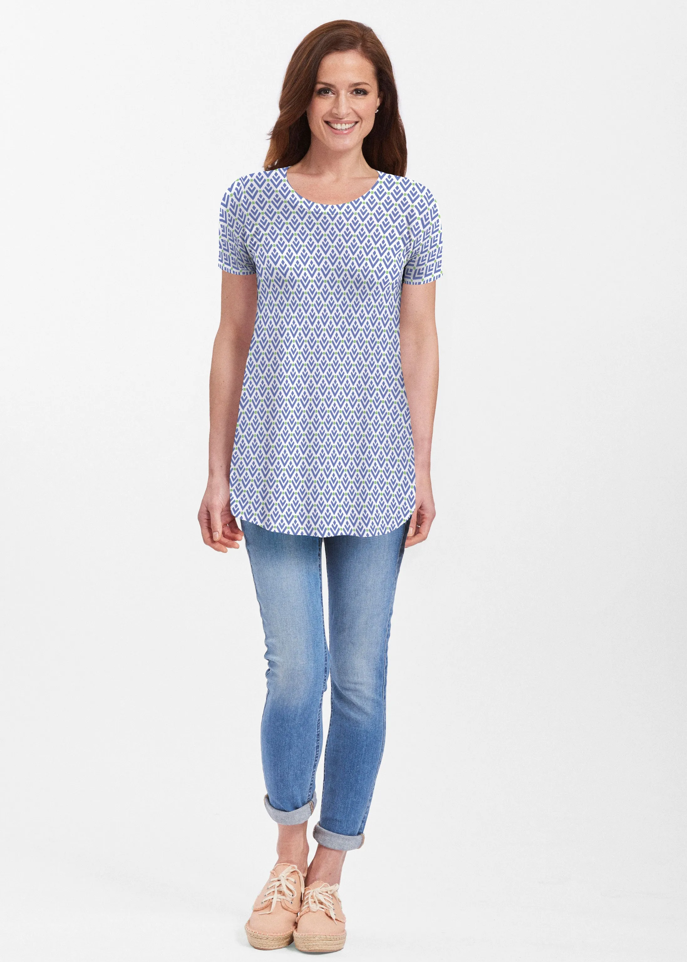Cosmo Geo (13568) ~ Short Sleeve Butterknit tunic