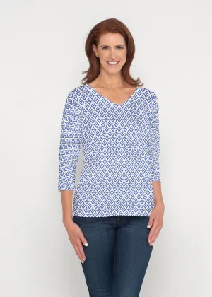Cosmo Geo (13568) ~ Signature 3/4 Sleeve V-Neck Top