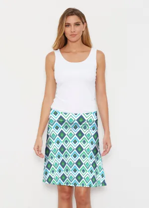 Cubed Blue (7807) ~ Silky Brenda Skirt 21 inch