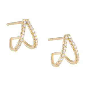 Diamond Double Huggie Stud Earring 14K