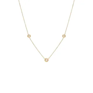 Diamond Triple Solitaire Bezel Necklace 14K