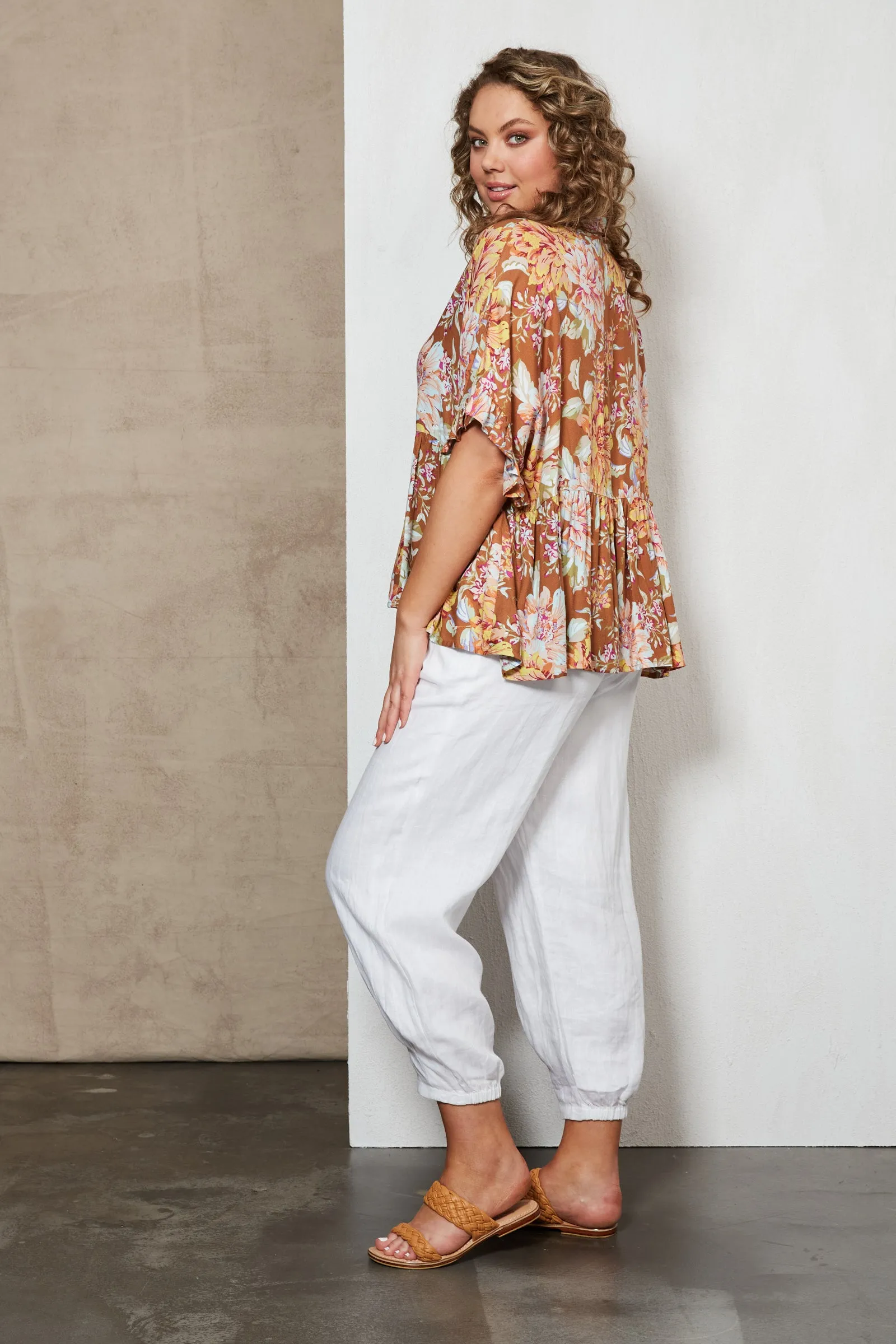 Eb & Ive Alma Button Top - Clay Jardin