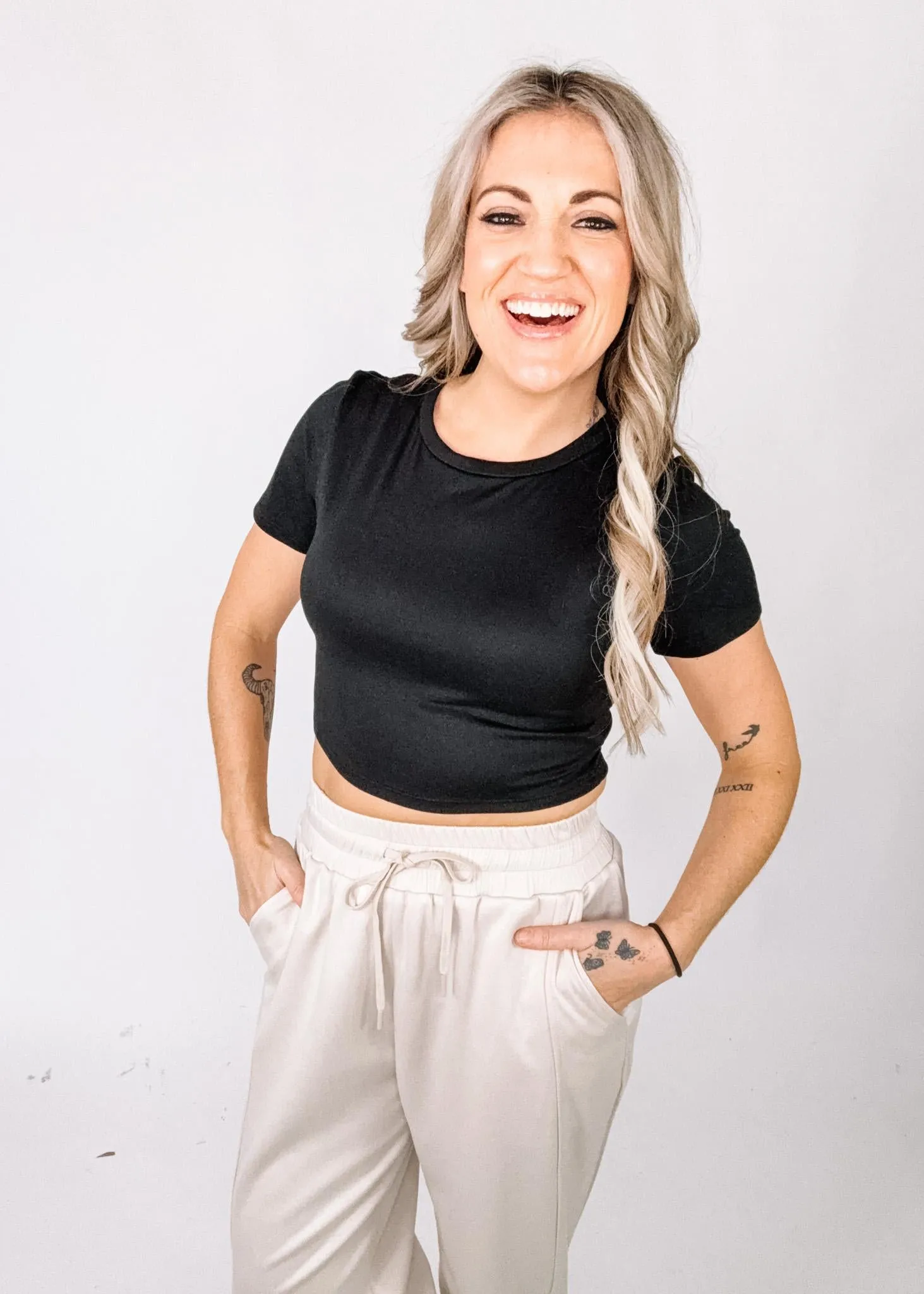 Ecru Casual Athleisure Pant