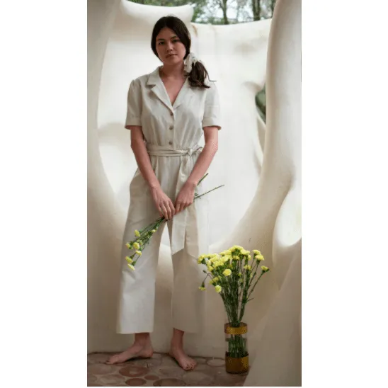 Ecru Deadstock Linen Jumpsuit
