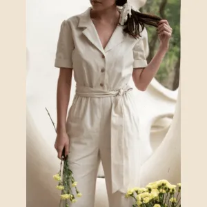 Ecru Deadstock Linen Jumpsuit