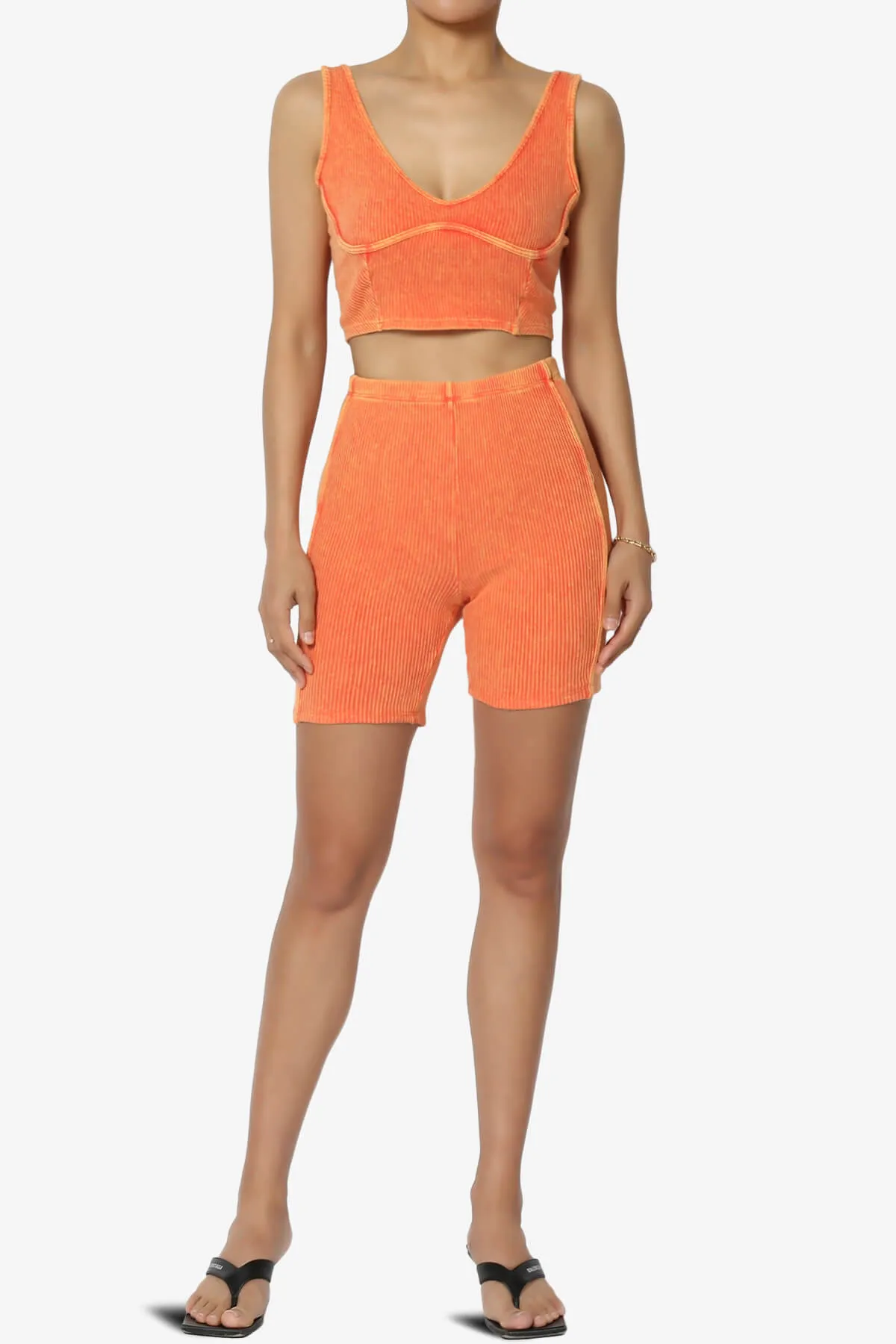 Eleanor Garment Dye Crop Tank Top & Biker Shorts SET