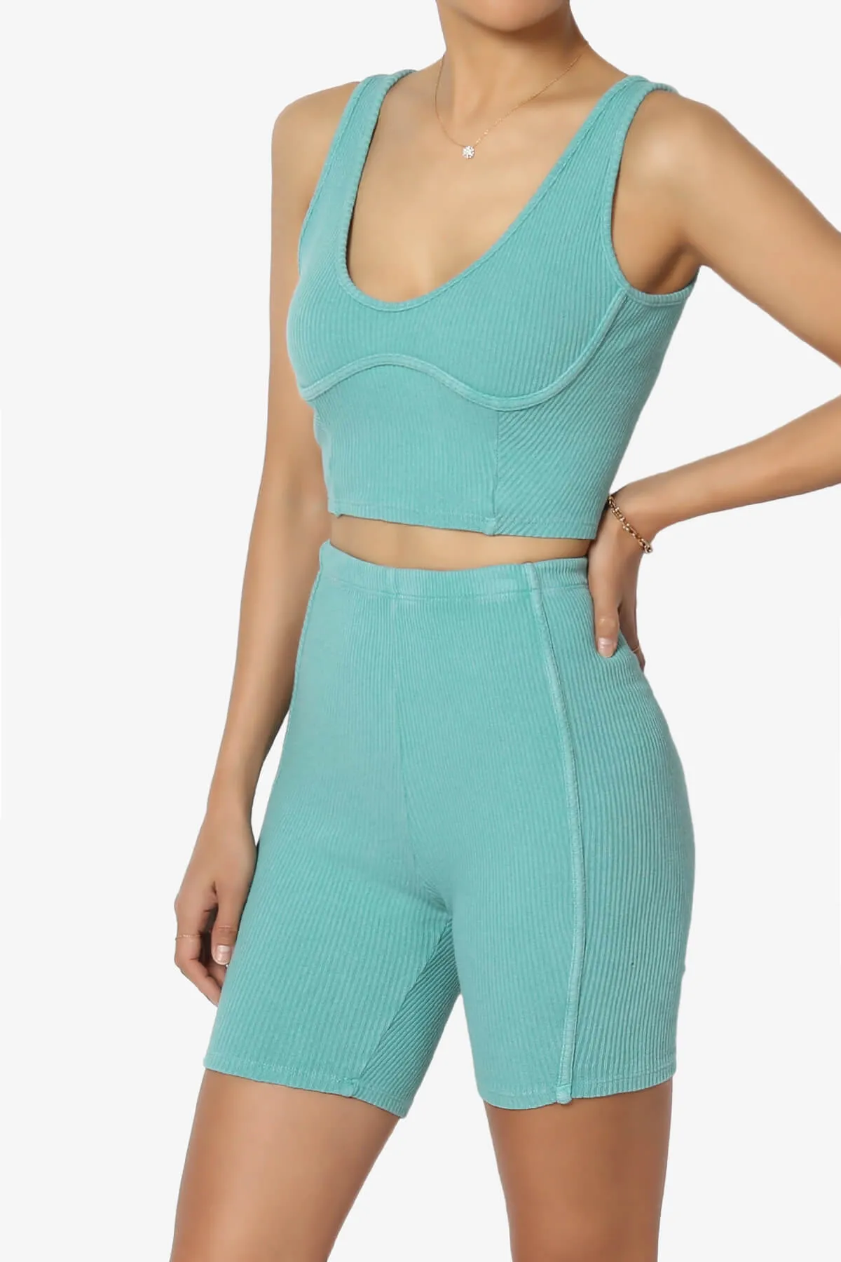 Eleanor Garment Dye Crop Tank Top & Biker Shorts SET
