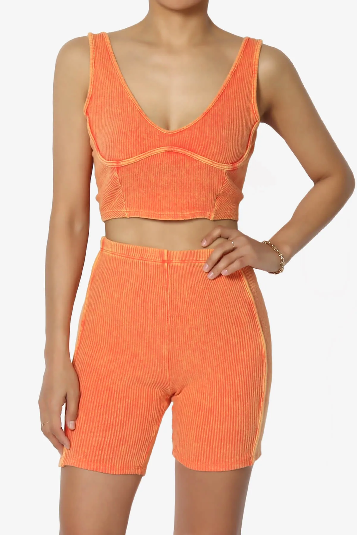 Eleanor Garment Dye Crop Tank Top & Biker Shorts SET