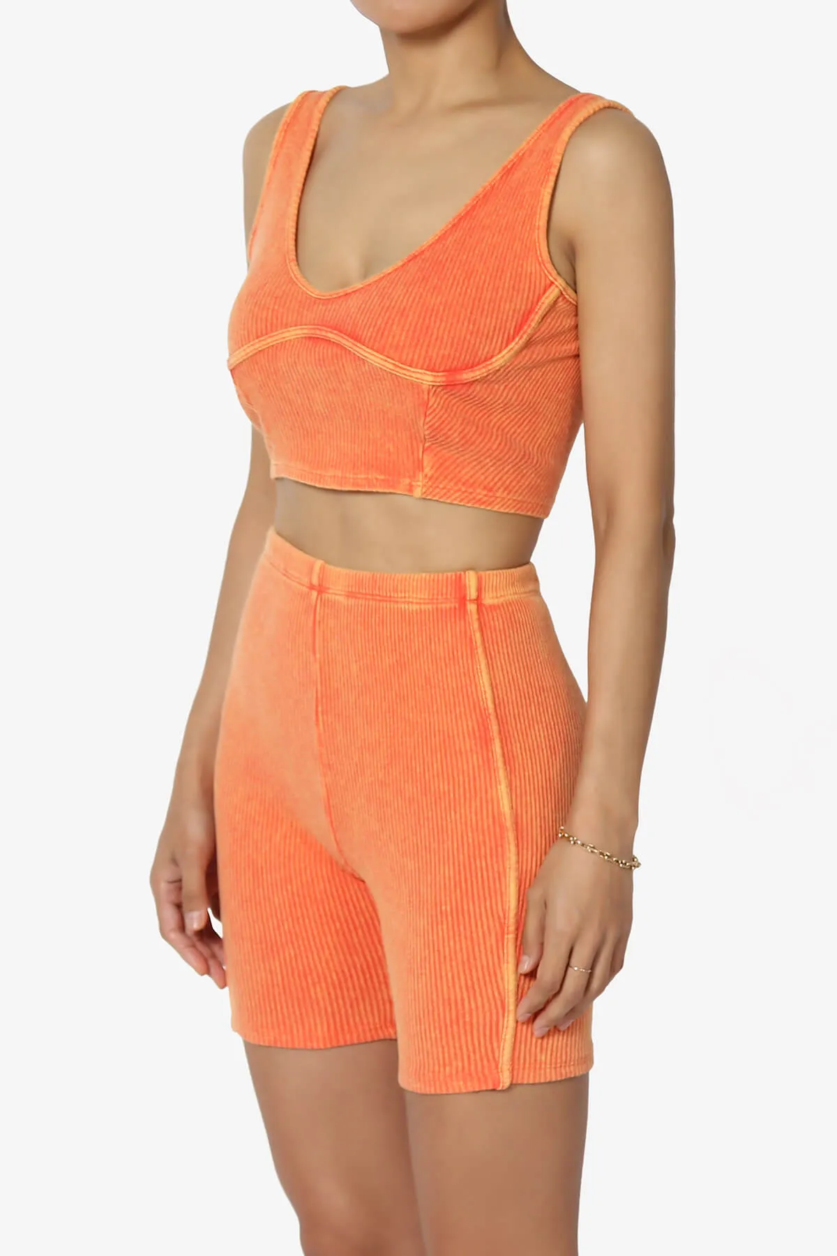 Eleanor Garment Dye Crop Tank Top & Biker Shorts SET