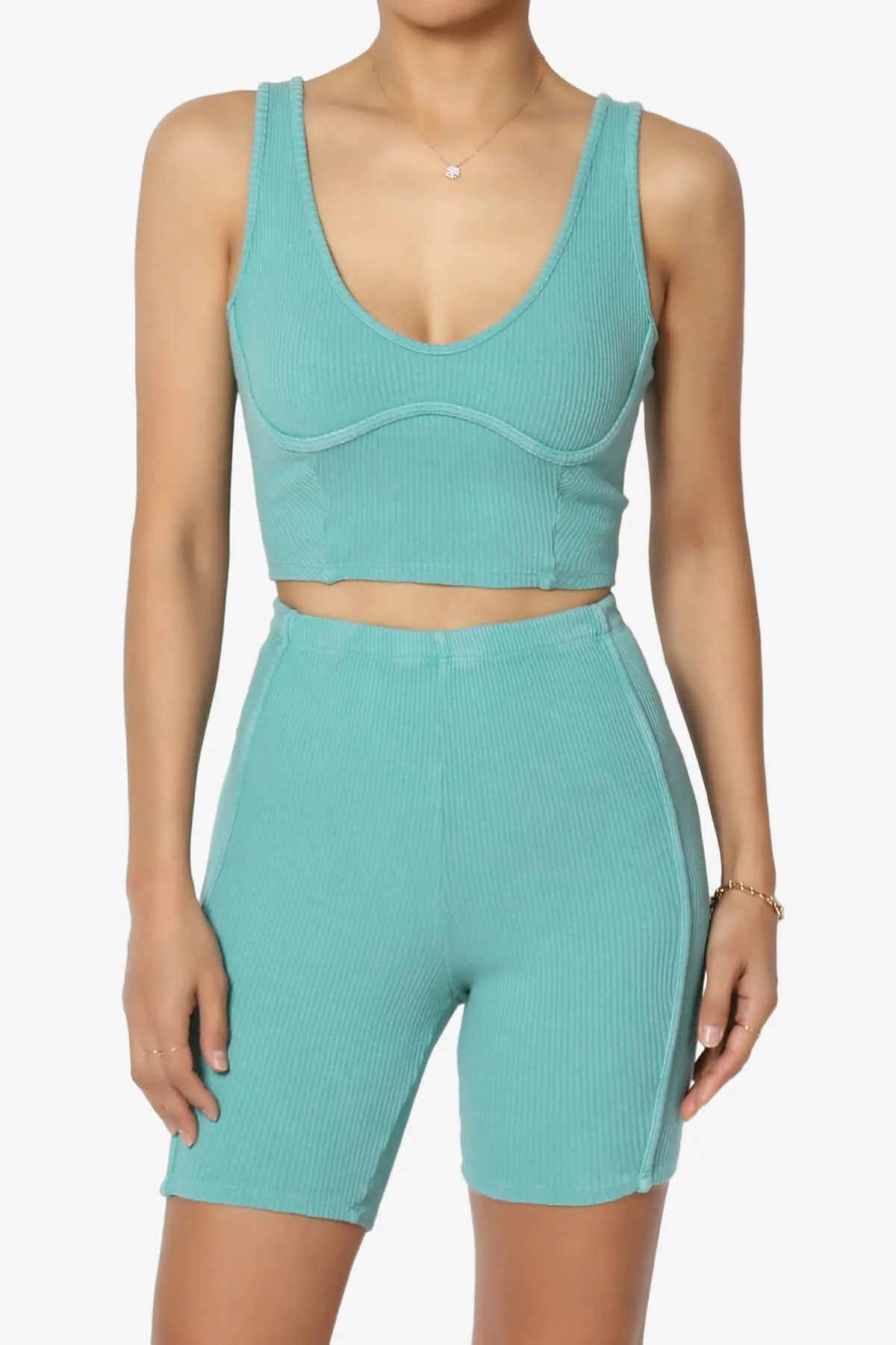 Eleanor Garment Dye Crop Tank Top & Biker Shorts SET