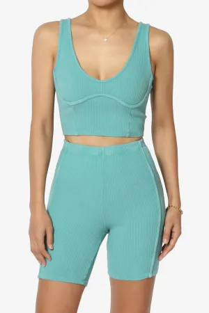 Eleanor Garment Dye Crop Tank Top & Biker Shorts SET