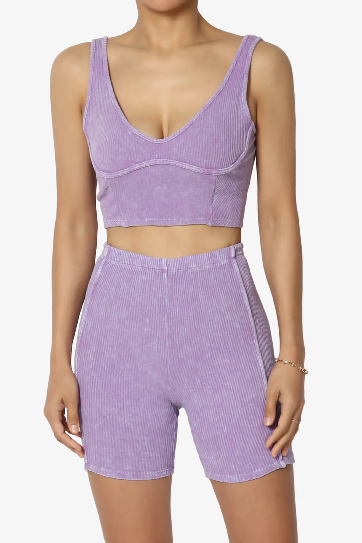 Eleanor Garment Dye Crop Tank Top & Biker Shorts SET