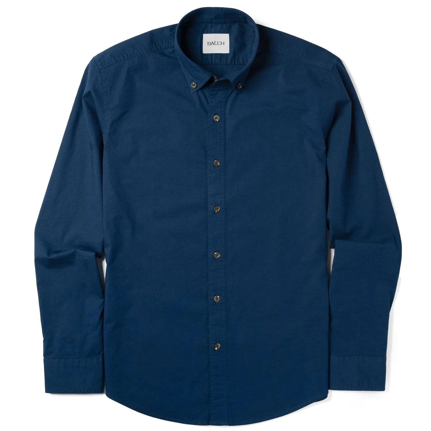 Essential Button Down Collar Casual Shirt - Cobalt Stretch Cotton Poplin