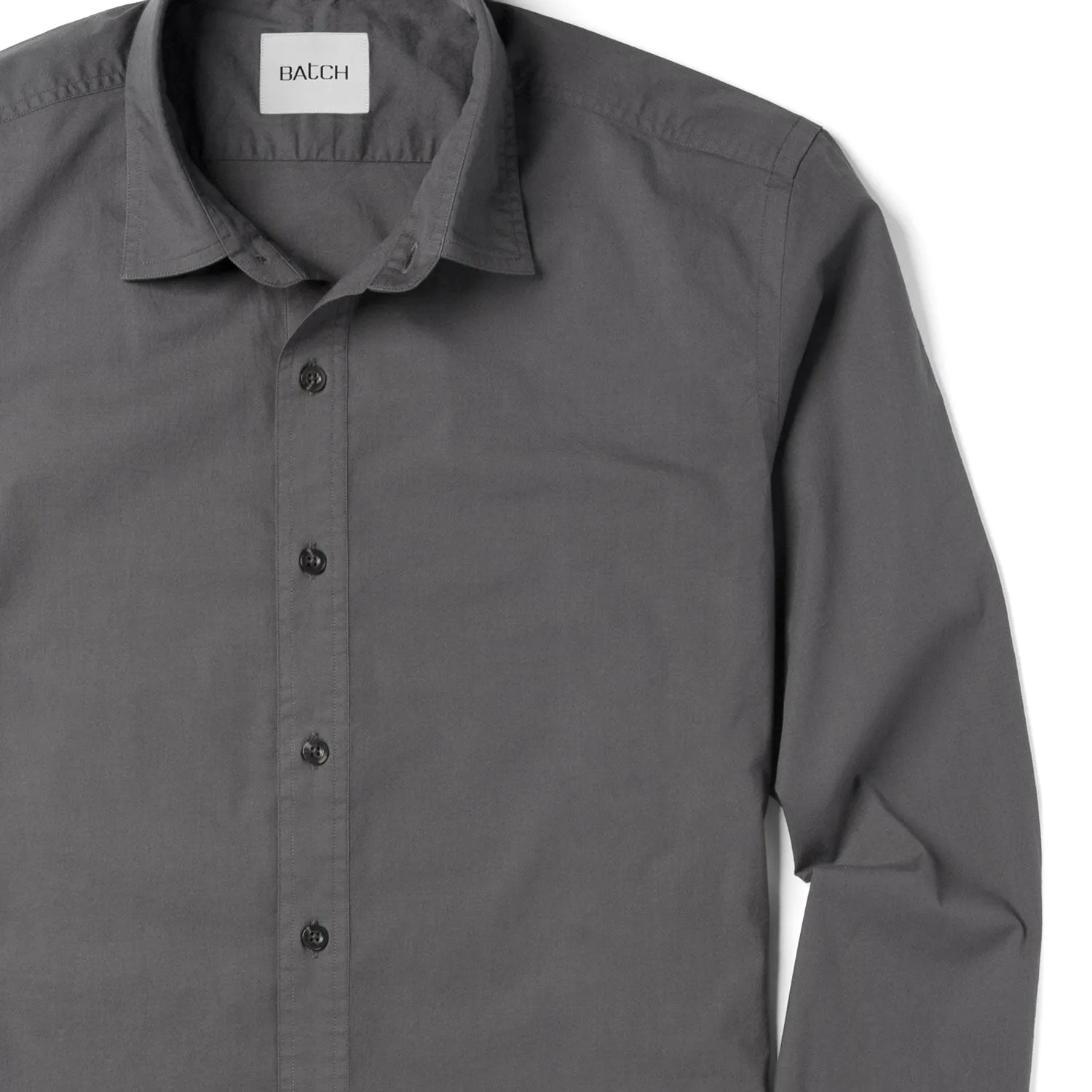 Essential Spread Collar Casual Shirt - Slate Gray Stretch Cotton Poplin